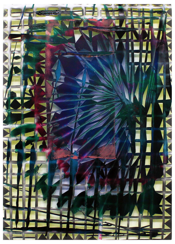 Högvinst 2020 i Våga Se - Konst konstlotteri. Gabriele Basch konstverk 'Atrium', sprayfärg på papper, 42x29,5 cm