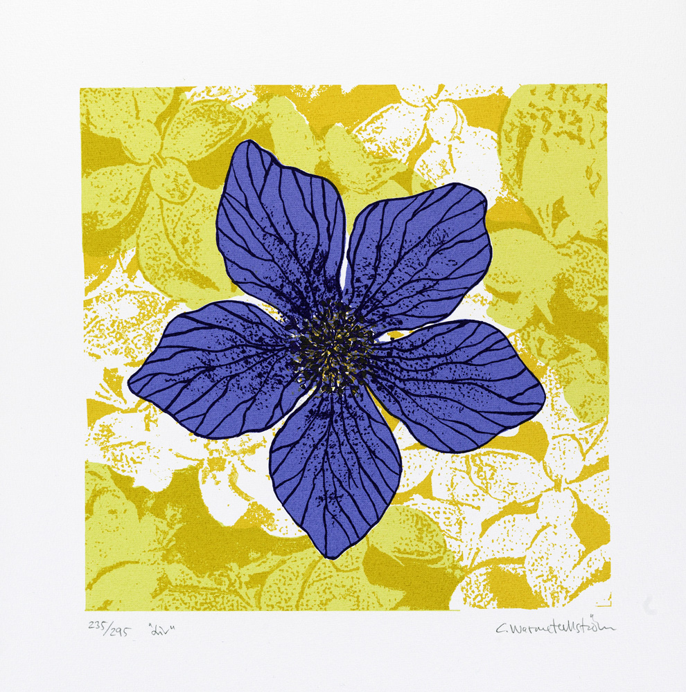 Konstnär Catharina Warme Hellström. Konstverk benämning CWH1 ‘Liv’, blandteknik, pappersmått: 38,5x38,5 cm, bildmått: 29×29 cm, upplaga 295. Våga Se - Konst