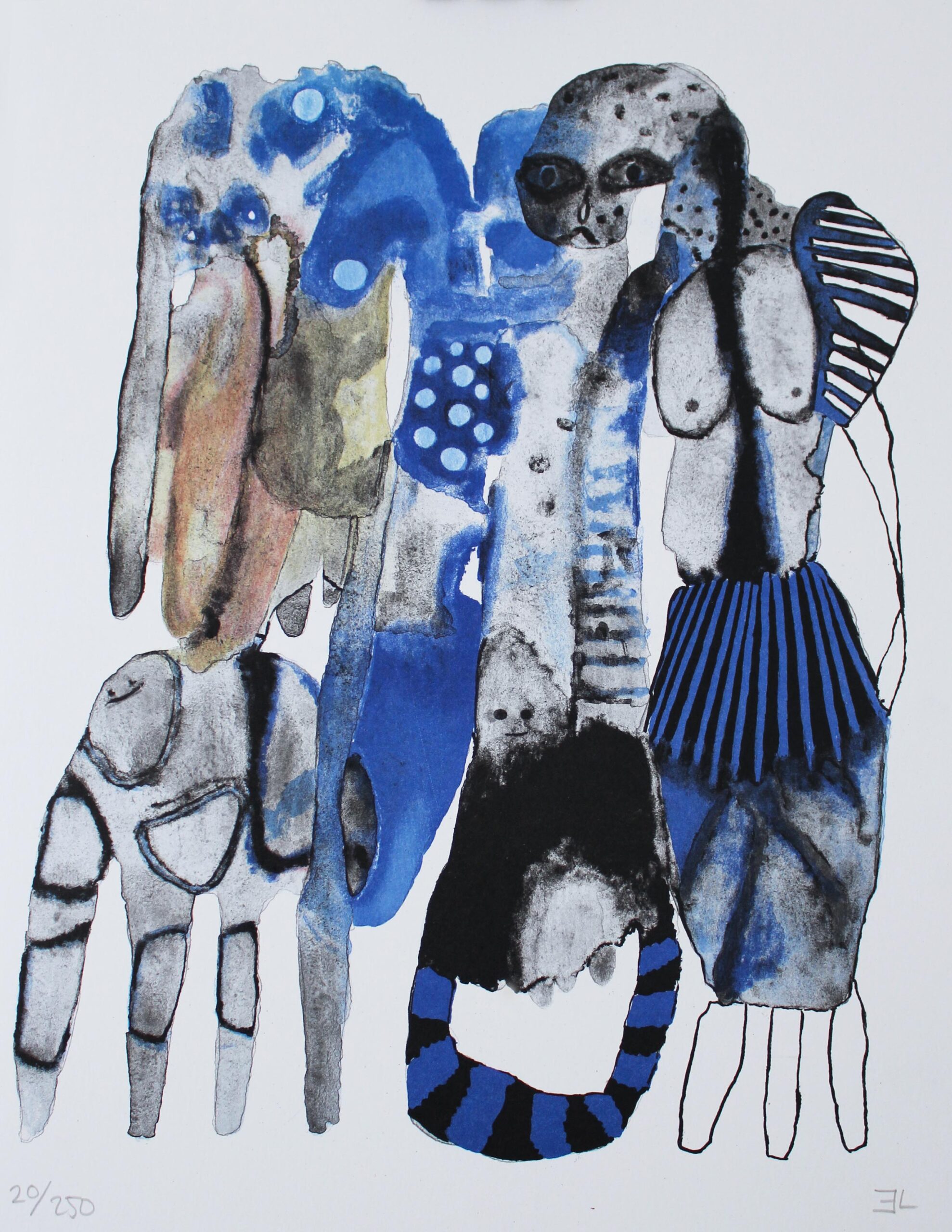 Konstnär Emma Larsson. Konstverk benämning EL2 ‘Farewell to the girl with sun in her eyes’, litografi, 31 x 39 cm, upplaga 250 - Våga Se Konst