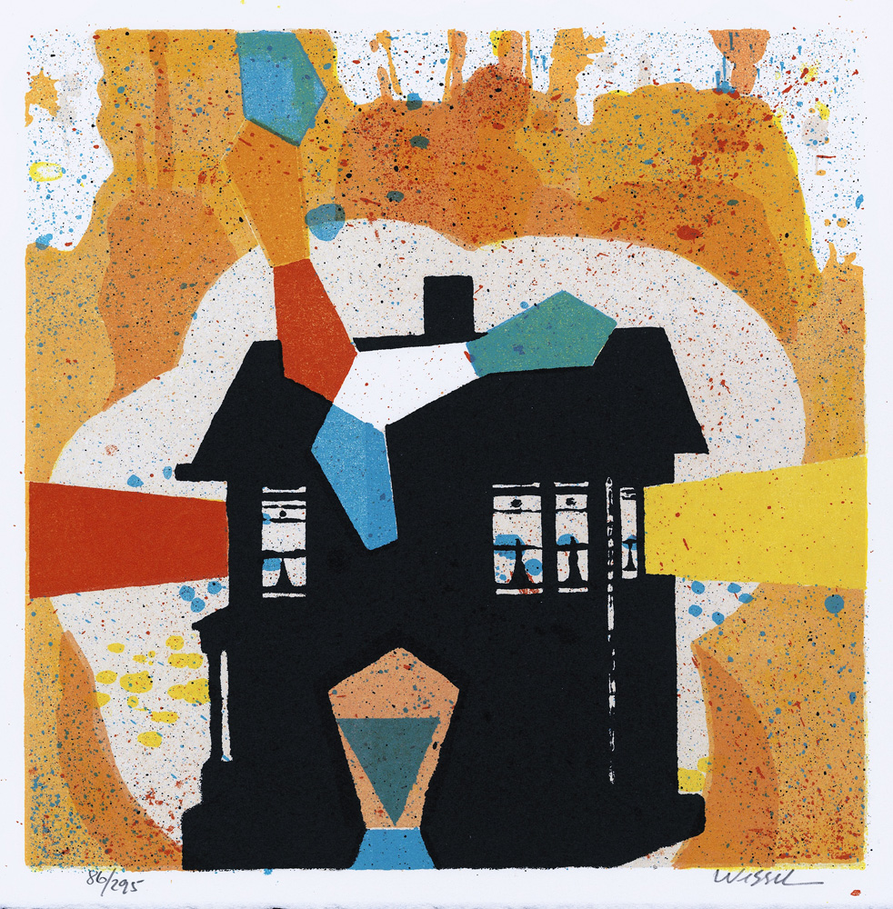 Konstnär Jan Wessel. Konstverk benämning JW4 ‘My own lighthouse’, stenlitografi, 25,5x25,5 cm, upplaga 295. Våga Se - Konst