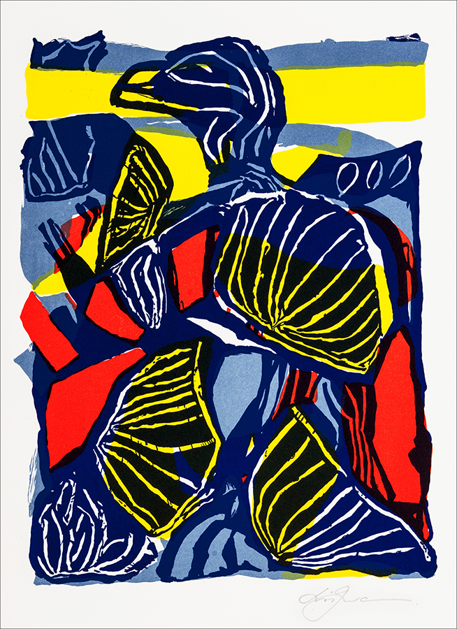 Konstnär Lis Gram. Benämning LIGR2 ‘Fabeldjur 2’, litografi, 29×38 cm, upplaga 295 - Våga Se - Konst