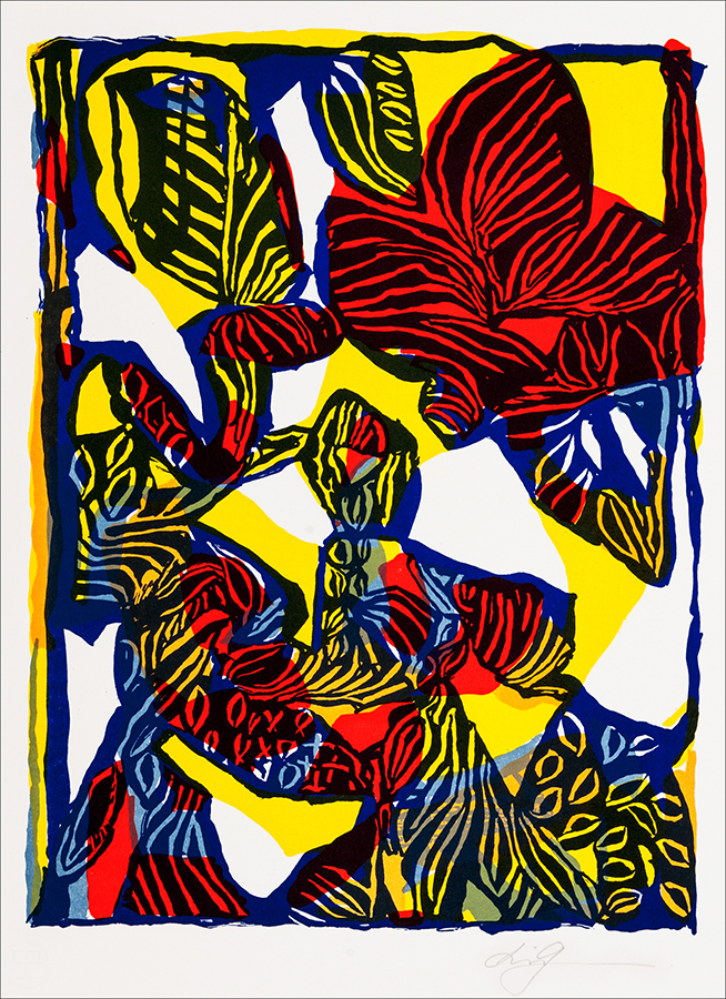 Konstnär Lis Gram. Benämning LIGR4 ‘Fabeldjur 4’, litografi, 29×38 cm, upplaga 295. Våga Se - Konst