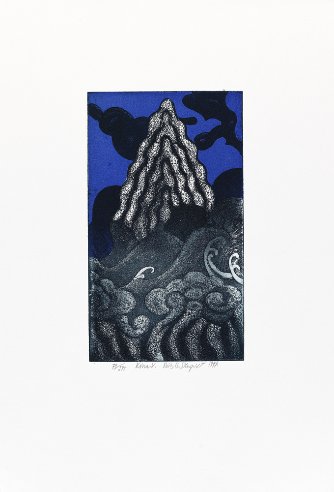 Konstnär Nils G Stenqvist. Konstverk benämning NGS1 ‘Utan titel 1’, litografi, pappersmått: 39x27 cm, bildmått: 20x12 cm, upplaga 295. Våga Se - Konst